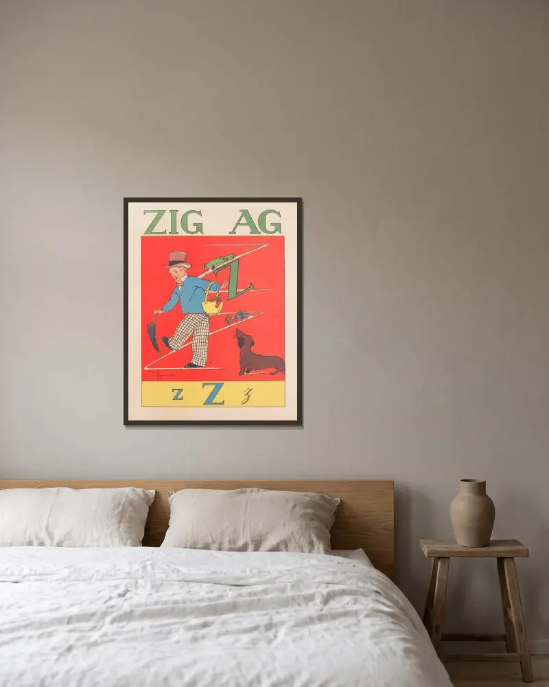 Zigzag von Gaston Marechaux gerahmt an einer Wand