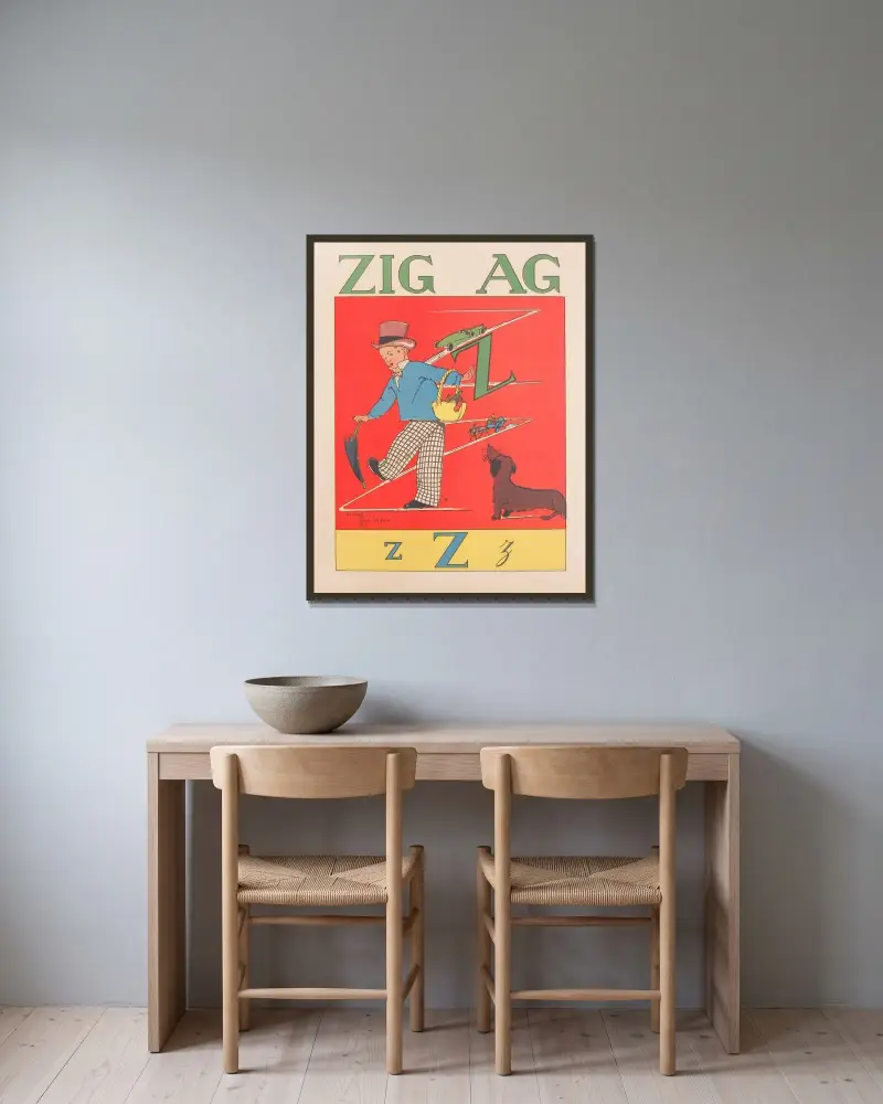 Zigzag von Gaston Marechaux gerahmt an einer Wand