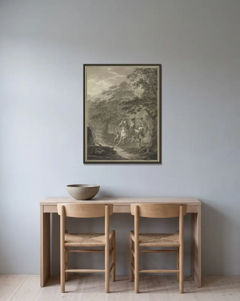 Mannen under trädet (Illustration till Ritter Horst I) av Johann Georg Pforr inramad på en vägg