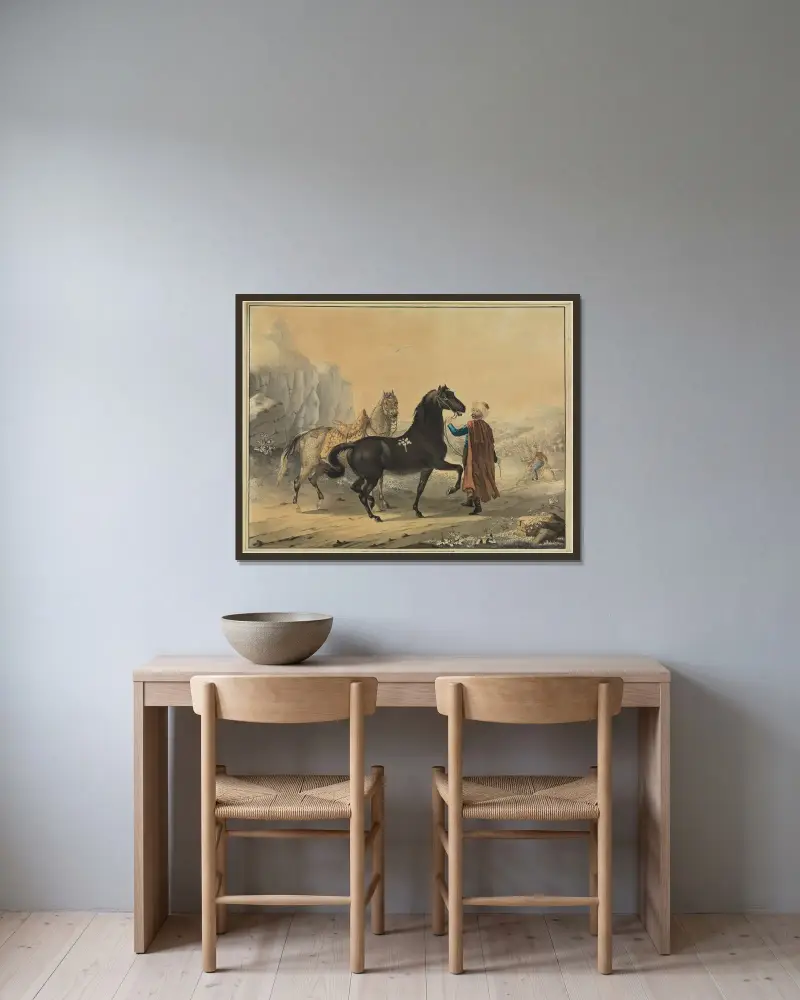 Turk med svart och skimmel av Johann Georg Pforr inramad på en vägg