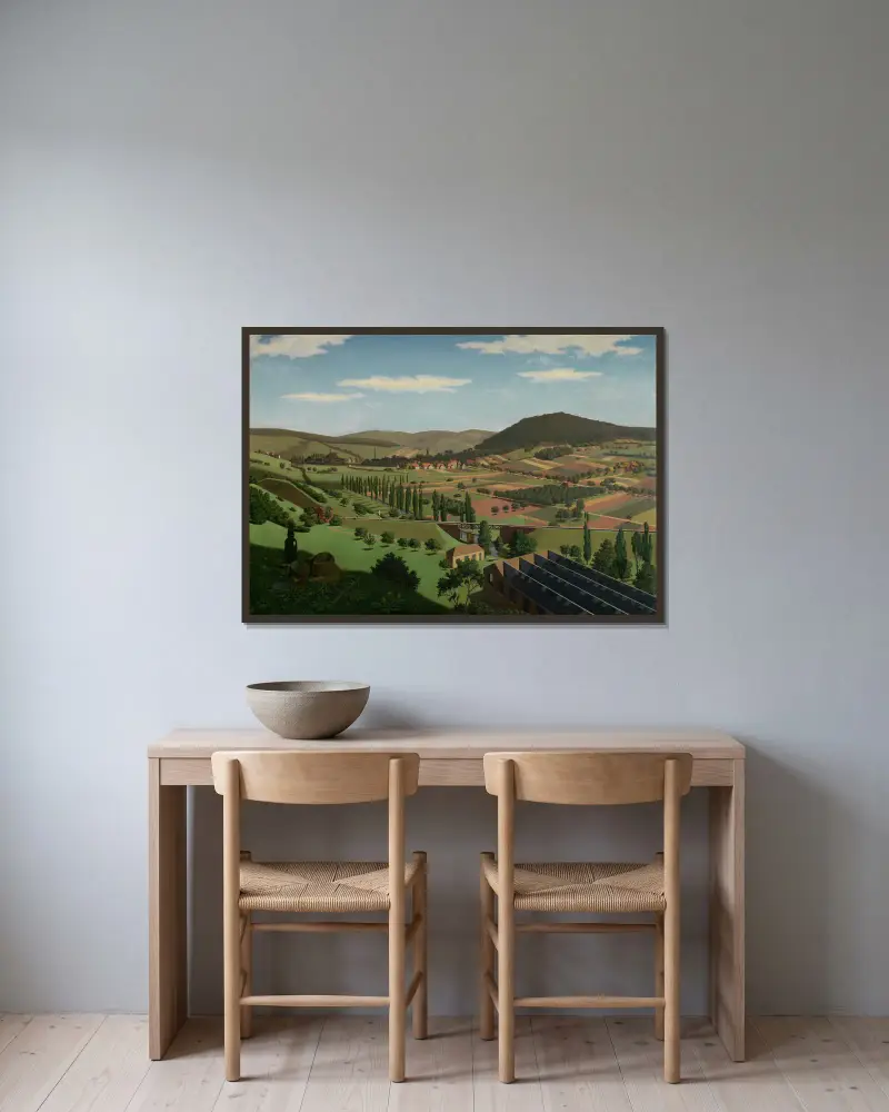 Landschaft bei Berghausen av Georg Scholz inramad på en vägg