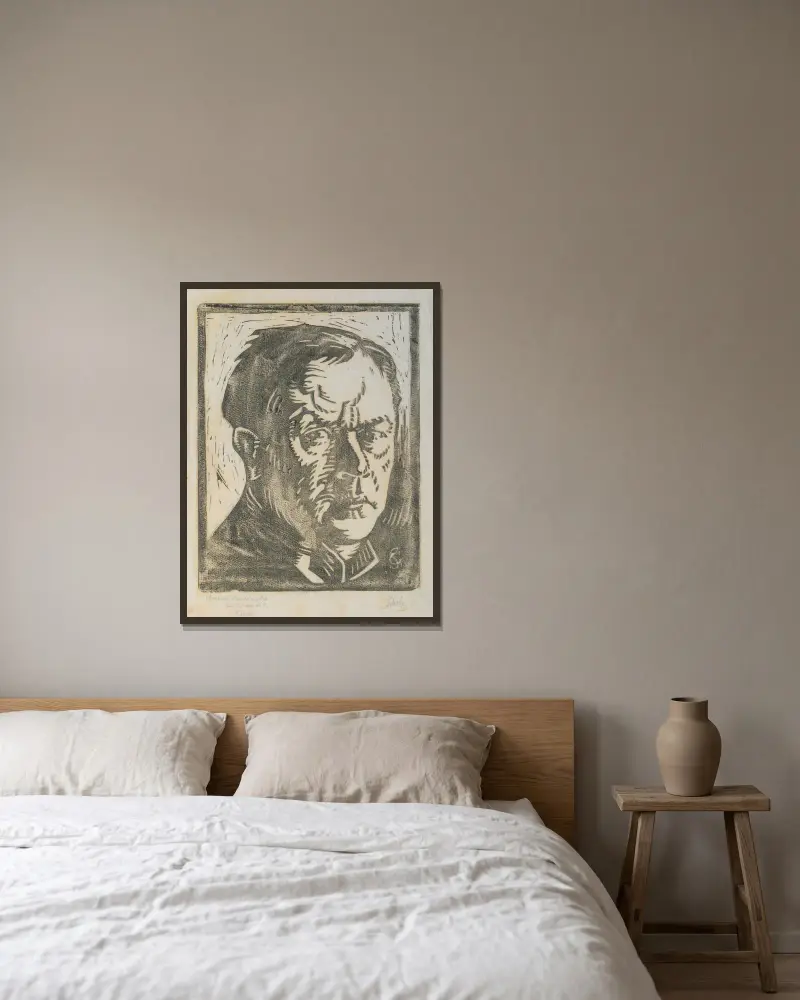 Portrait Hans von Strasdurisella, 1915 – nr 2 av Georg Scholz inramad på en vägg