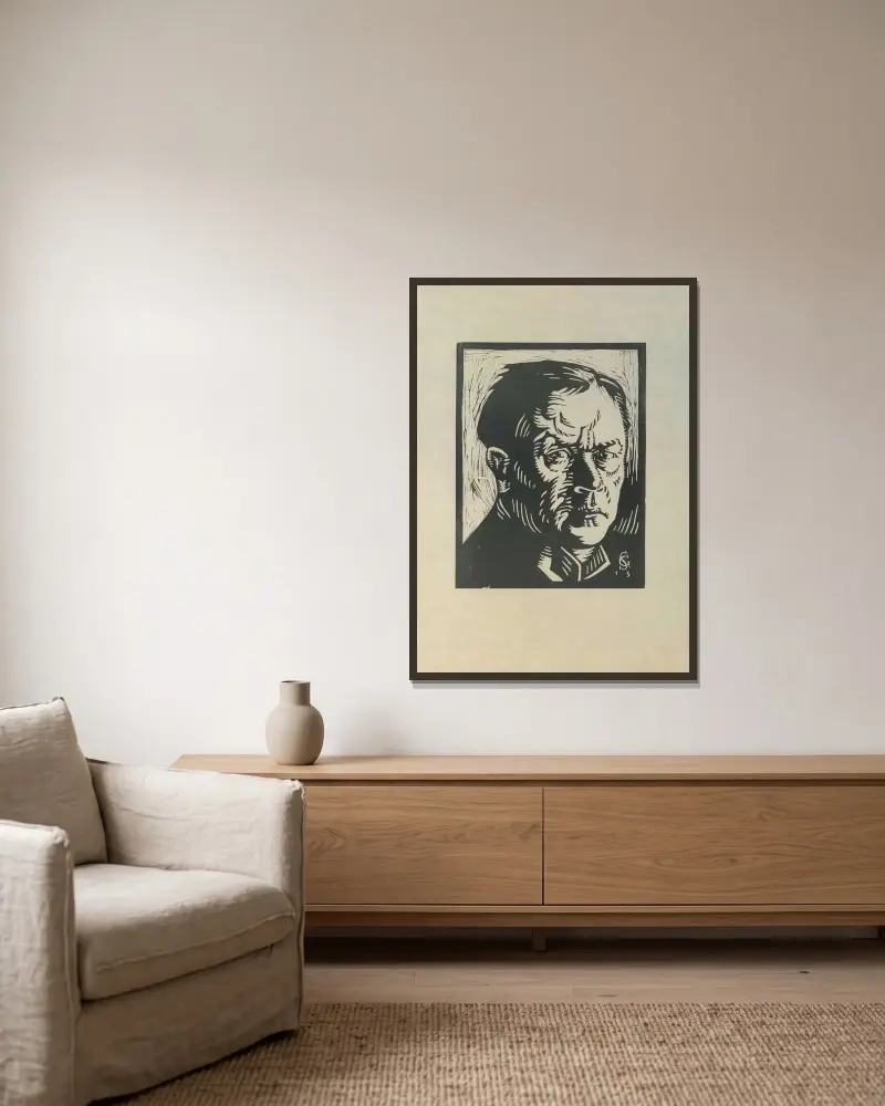 Portrait Hans von Strasdurisella, 1915 – nr 1 av Georg Scholz inramad på en vägg
