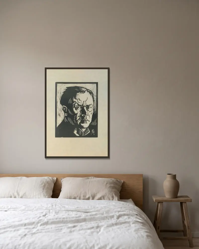Portrait Hans von Strasdurisella, 1915 – nr 1 av Georg Scholz inramad på en vägg