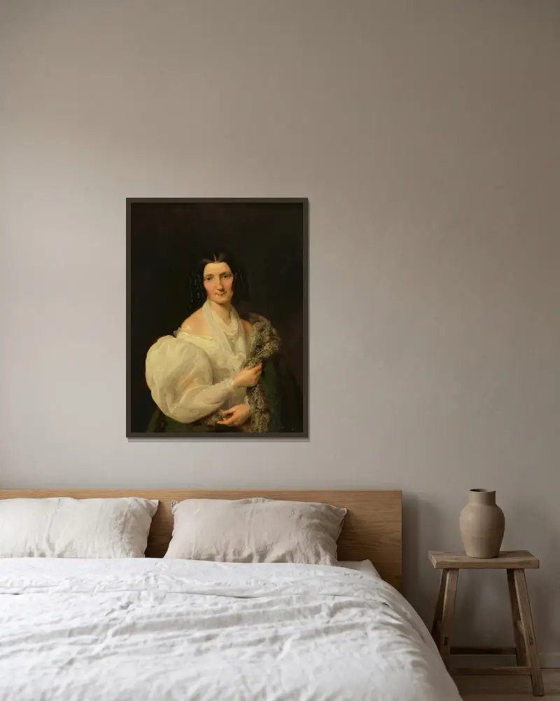 Barbara von Schickh, als Braut von Wolfgang Ritter von Manner av Ferdinand Georg Waldmüller inramad på en vägg