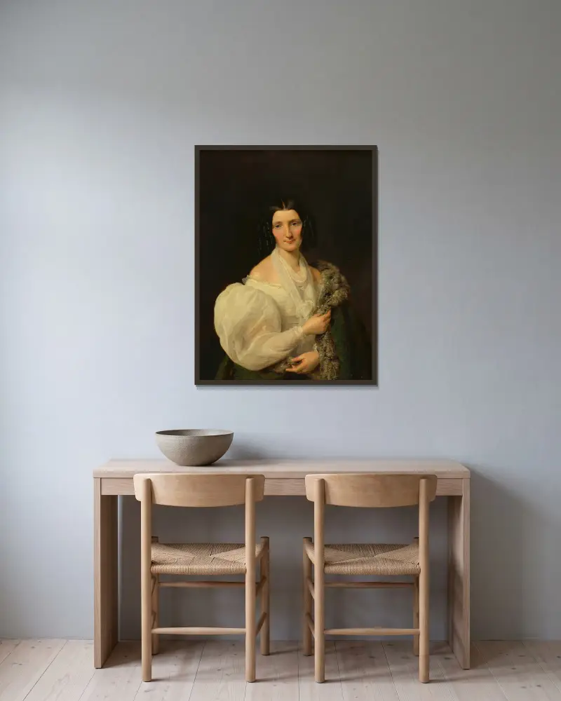 Barbara von Schickh, als Braut von Wolfgang Ritter von Manner av Ferdinand Georg Waldmüller inramad på en vägg