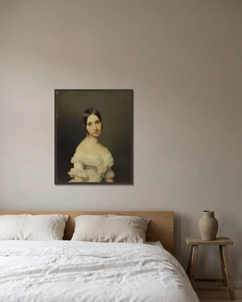 Porträtt av en flicka av Ferdinand Georg Waldmüller inramad på en vägg