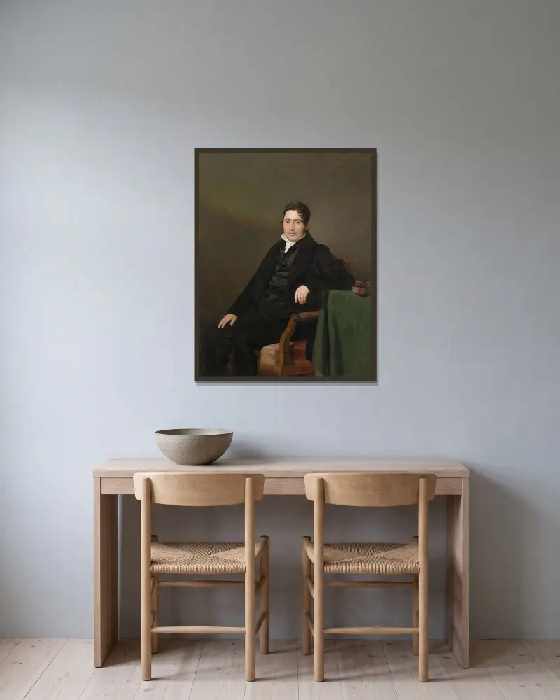Bildnis Sigmund Caspar Fischer av Ferdinand Georg Waldmüller inramad på en vägg
