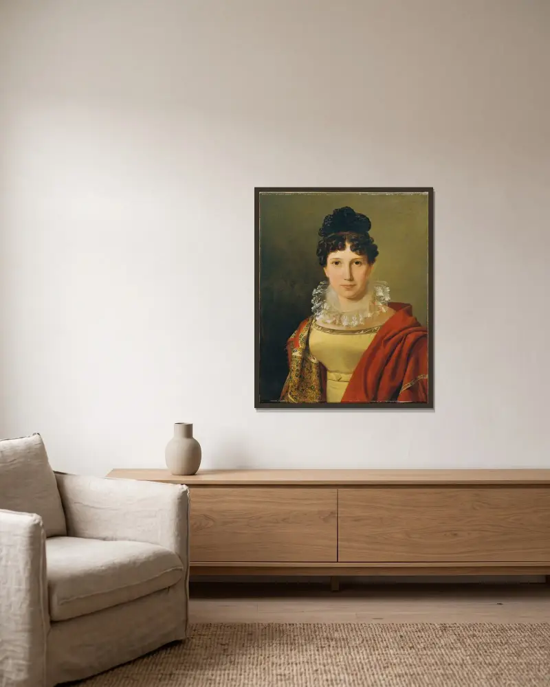 Catharina Freifrau von Koudelka av Ferdinand Georg Waldmüller inramad på en vägg
