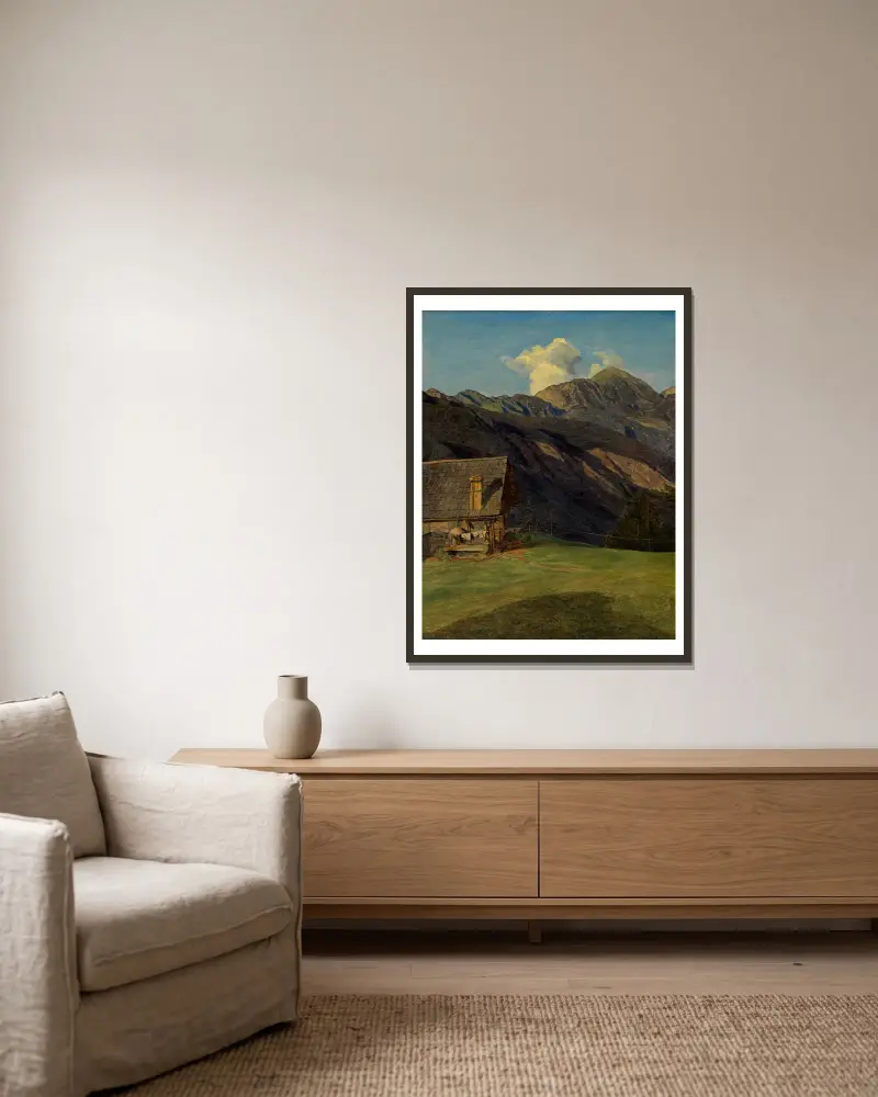 Die Alpenhütte auf dem Hoisenrad bei Ischl av Ferdinand Georg Waldmüller inramad på en vägg