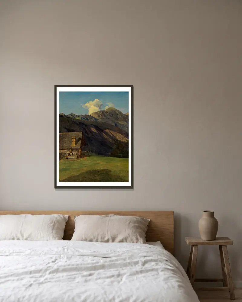 Die Alpenhütte auf dem Hoisenrad bei Ischl av Ferdinand Georg Waldmüller inramad på en vägg