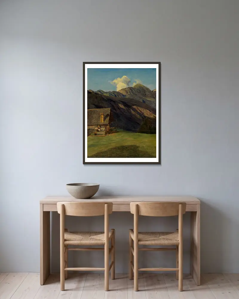 Die Alpenhütte auf dem Hoisenrad bei Ischl av Ferdinand Georg Waldmüller inramad på en vägg