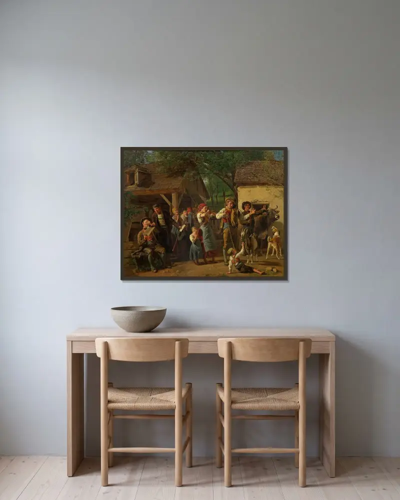 Utsökningen av Ferdinand Georg Waldmüller inramad på en vägg