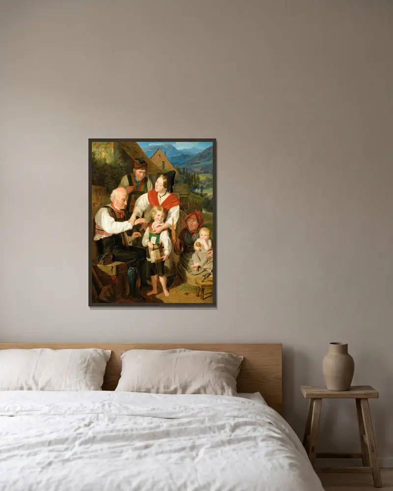 Píle odměněna, Ferdinand Georg Waldmüller v rámu na stěně
