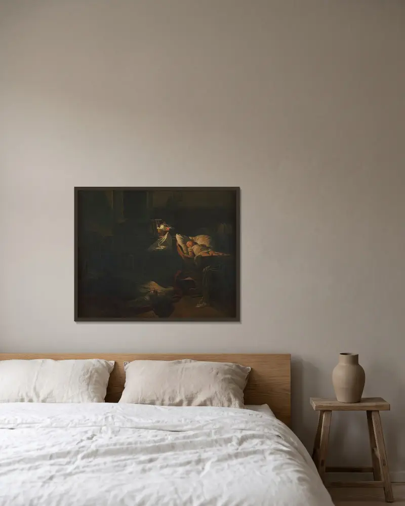 Erschöpfte Kraft von Ferdinand Georg Waldmüller gerahmt an einer Wand