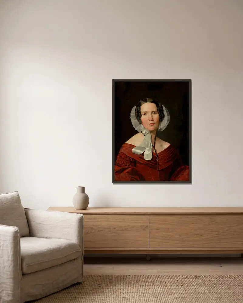 Frau von Bartsch av Ferdinand Georg Waldmüller inramad på en vägg