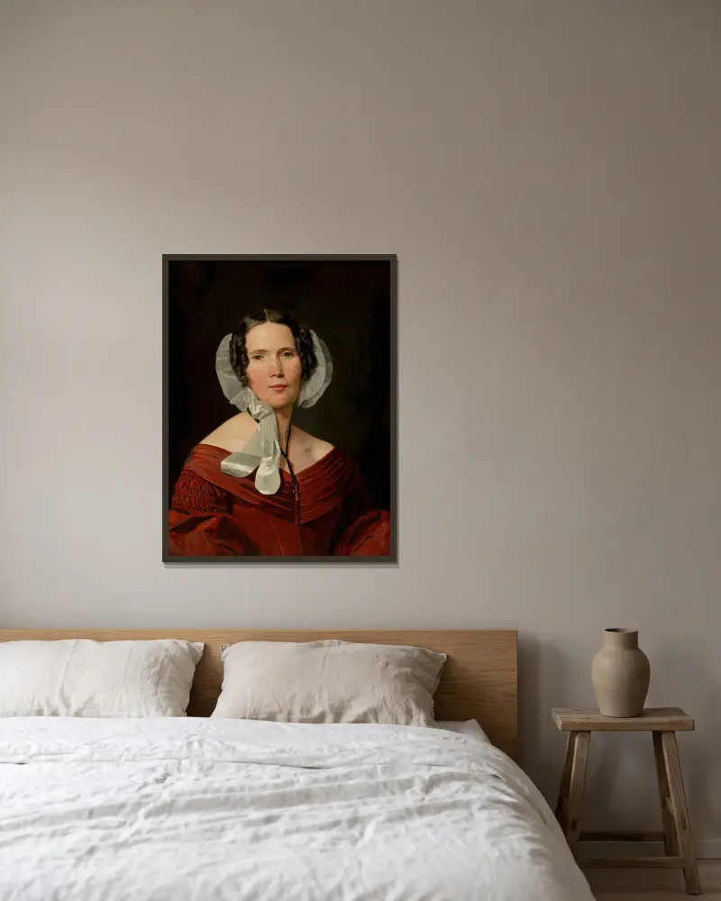 Frau von Bartsch av Ferdinand Georg Waldmüller inramad på en vägg