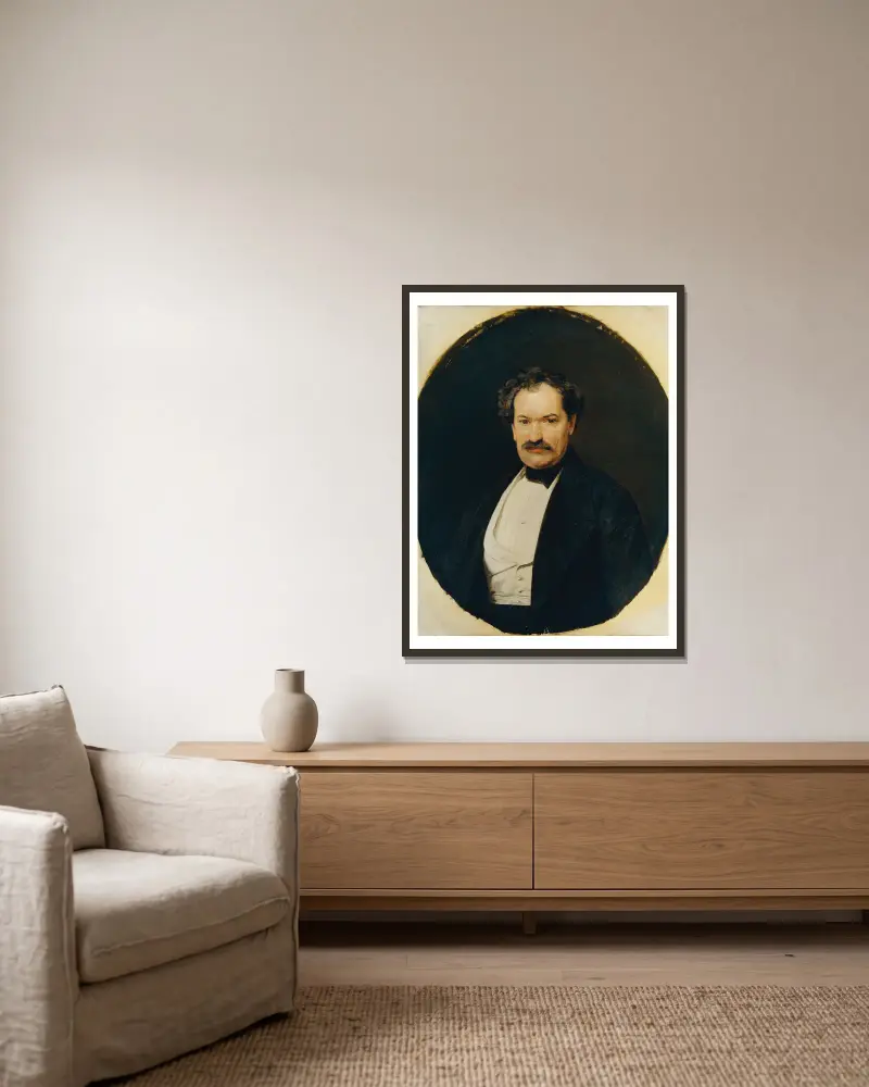 Herr in schwarzem Rock mit weißer Weste av Ferdinand Georg Waldmüller inramad på en vägg