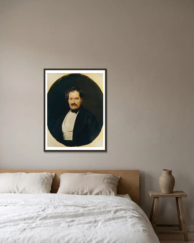 Herr in schwarzem Rock mit weißer Weste av Ferdinand Georg Waldmüller inramad på en vägg