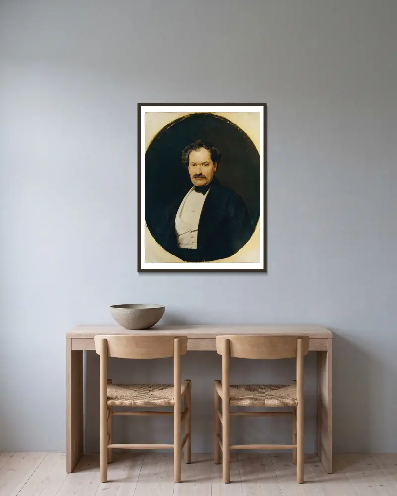 Herr in schwarzem Rock mit weißer Weste av Ferdinand Georg Waldmüller inramad på en vägg