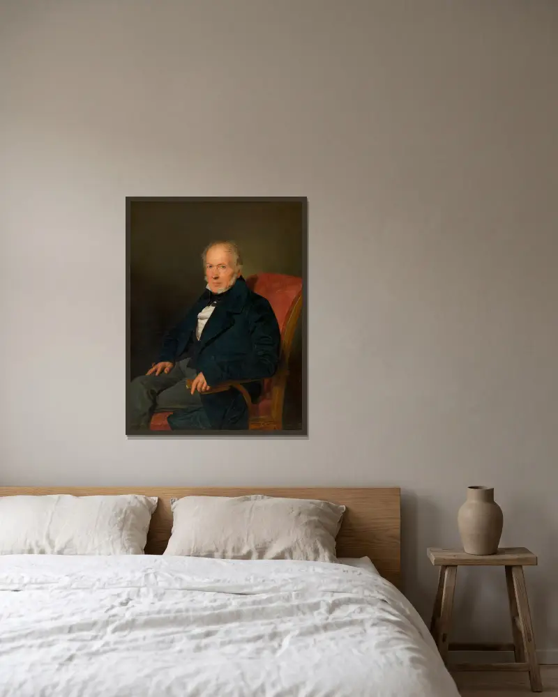 Johann Jakob Schwartz von Mohrenstern (Fabriksdirektor und Privatier) av Ferdinand Georg Waldmüller inramad på en vägg