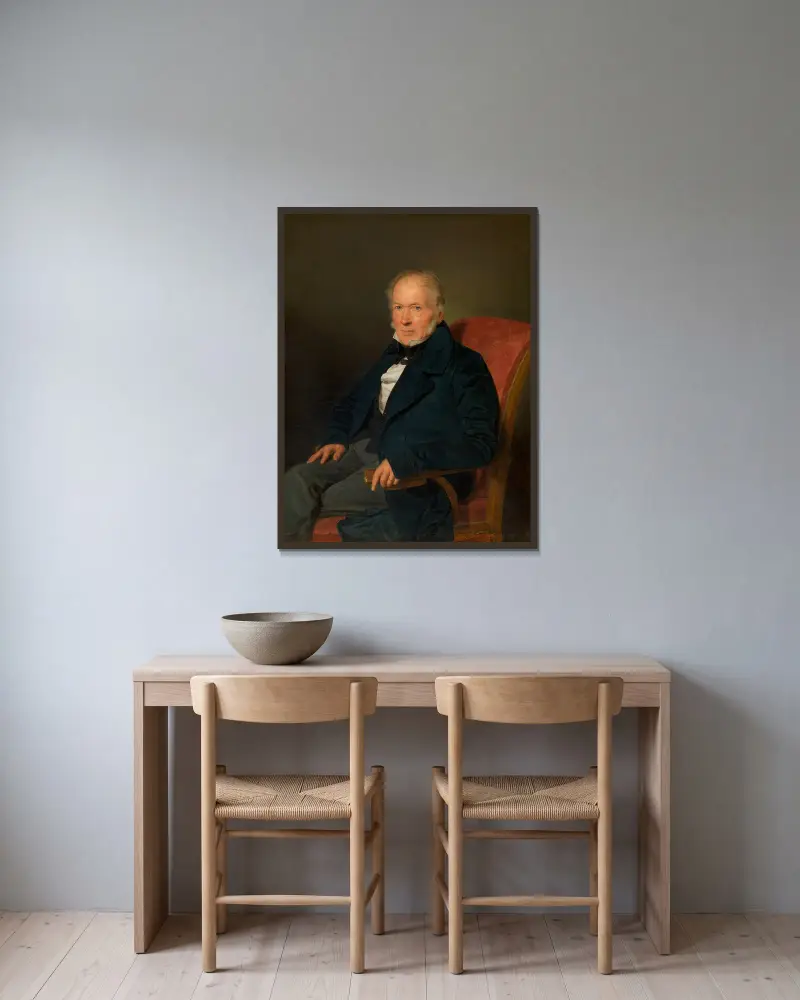 Johann Jakob Schwartz von Mohrenstern (Fabriksdirektor und Privatier) av Ferdinand Georg Waldmüller inramad på en vägg