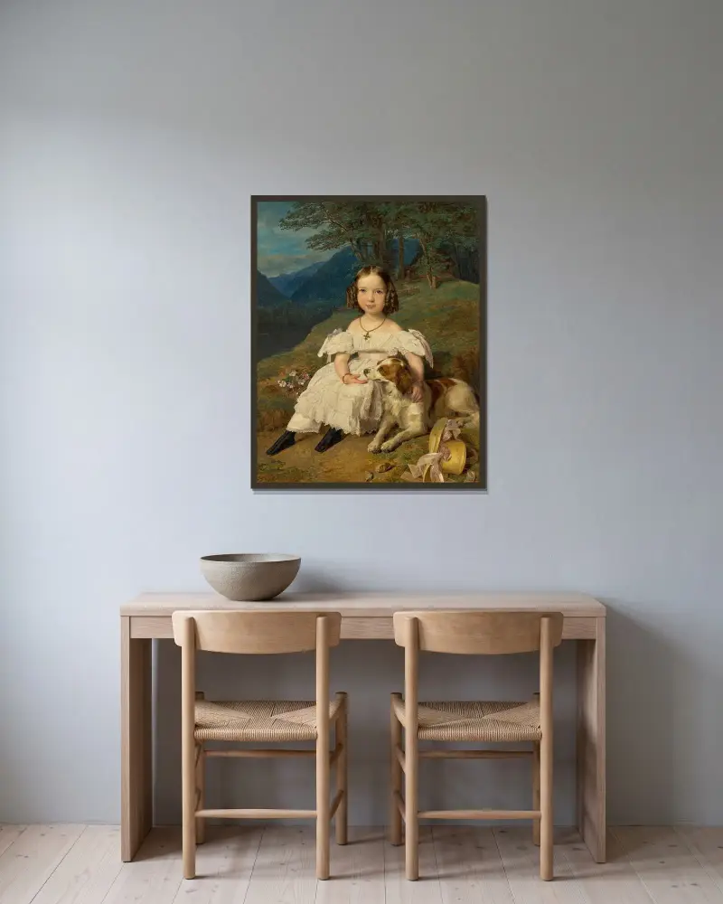 Julia Comtesse Apraxin av Ferdinand Georg Waldmüller inramad på en vägg