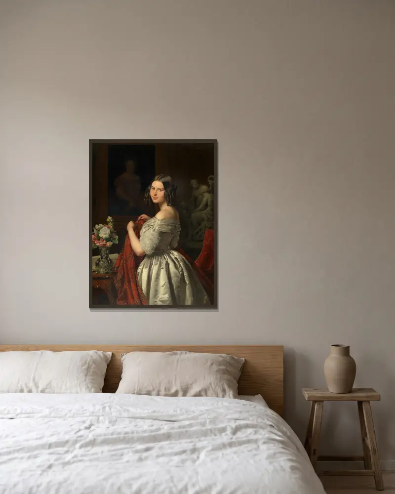 Junge Dame bei der Toilette av Ferdinand Georg Waldmüller inramad på en vägg