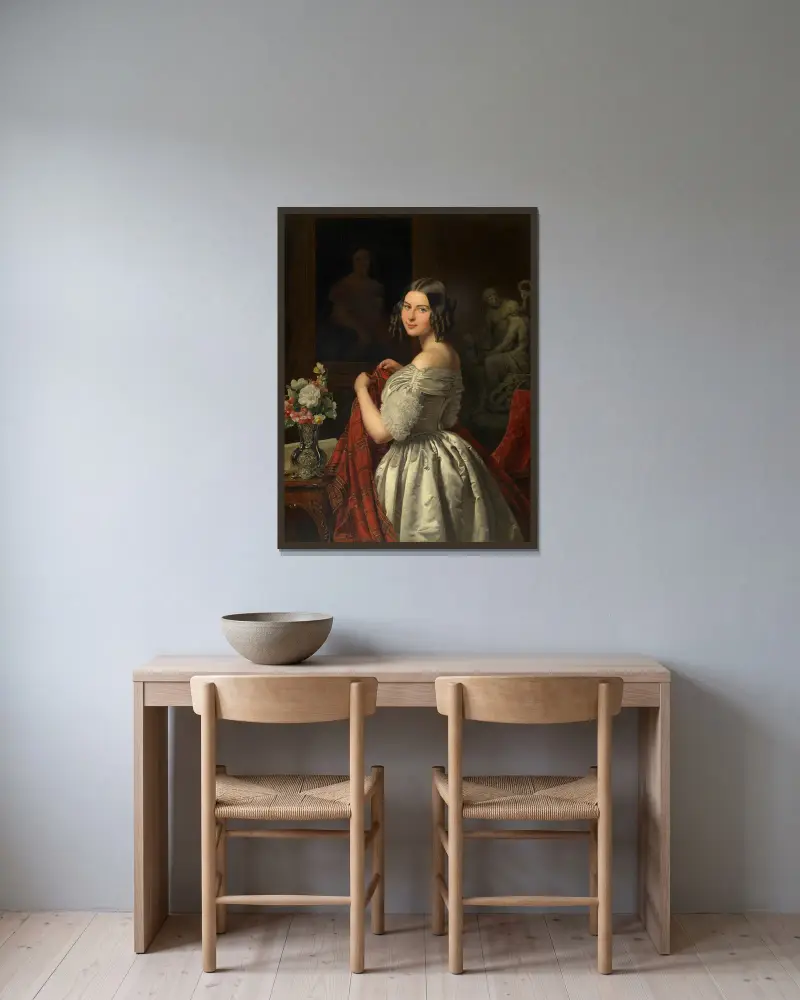 Junge Dame bei der Toilette av Ferdinand Georg Waldmüller inramad på en vägg