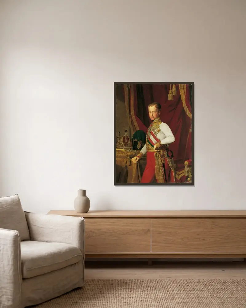 Kejsar Ferdinand I av Österrike av Ferdinand Georg Waldmüller inramad på en vägg