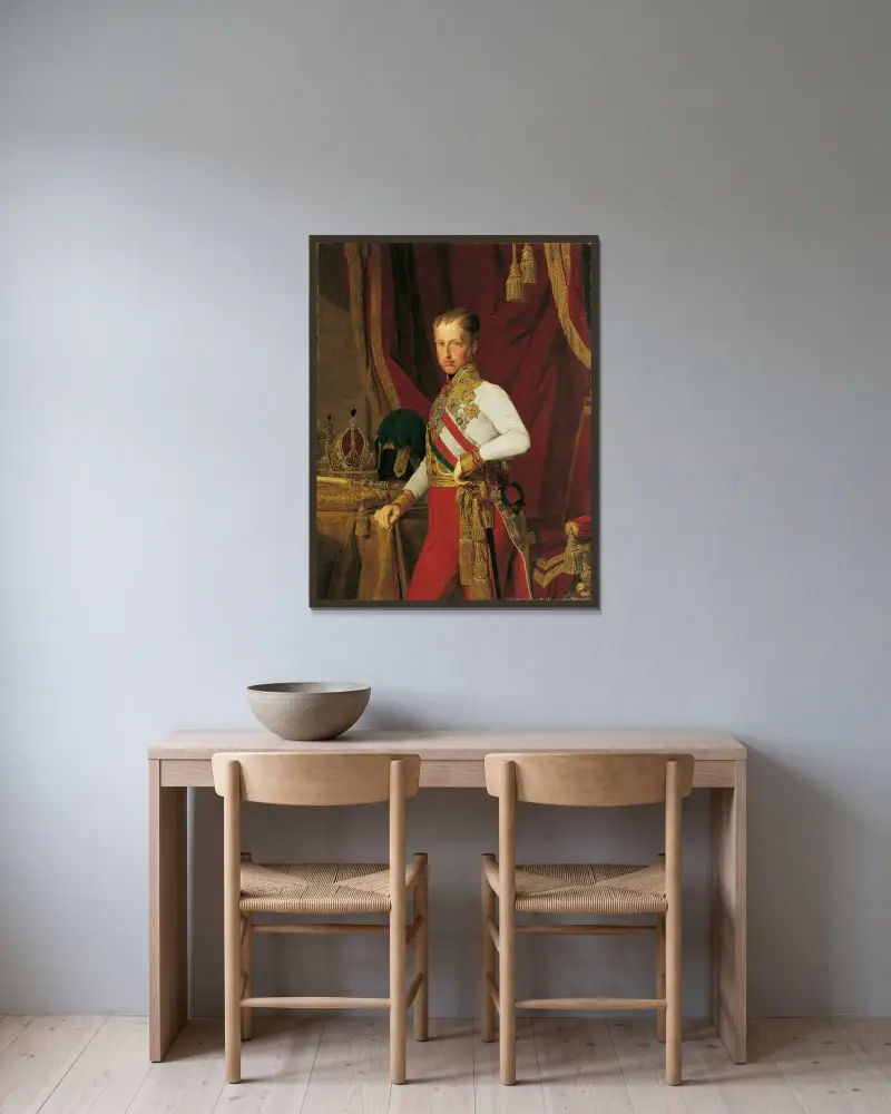 Kejsar Ferdinand I av Österrike av Ferdinand Georg Waldmüller inramad på en vägg