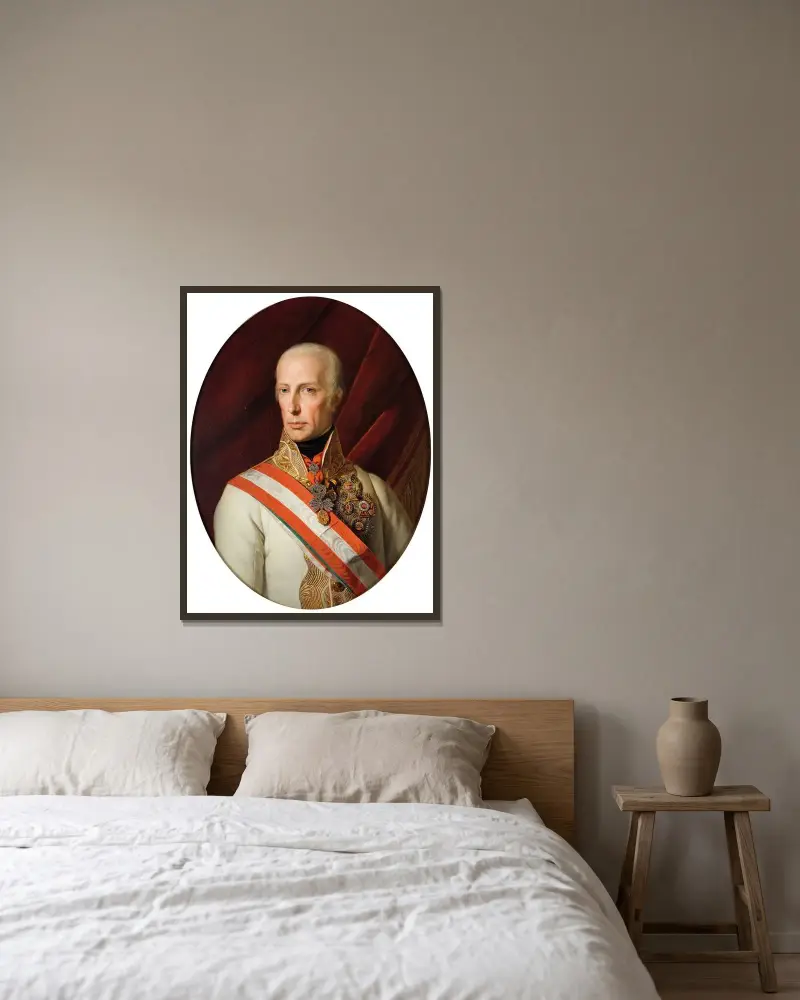 Kaiser Franz I av Ferdinand Georg Waldmüller inramad på en vägg