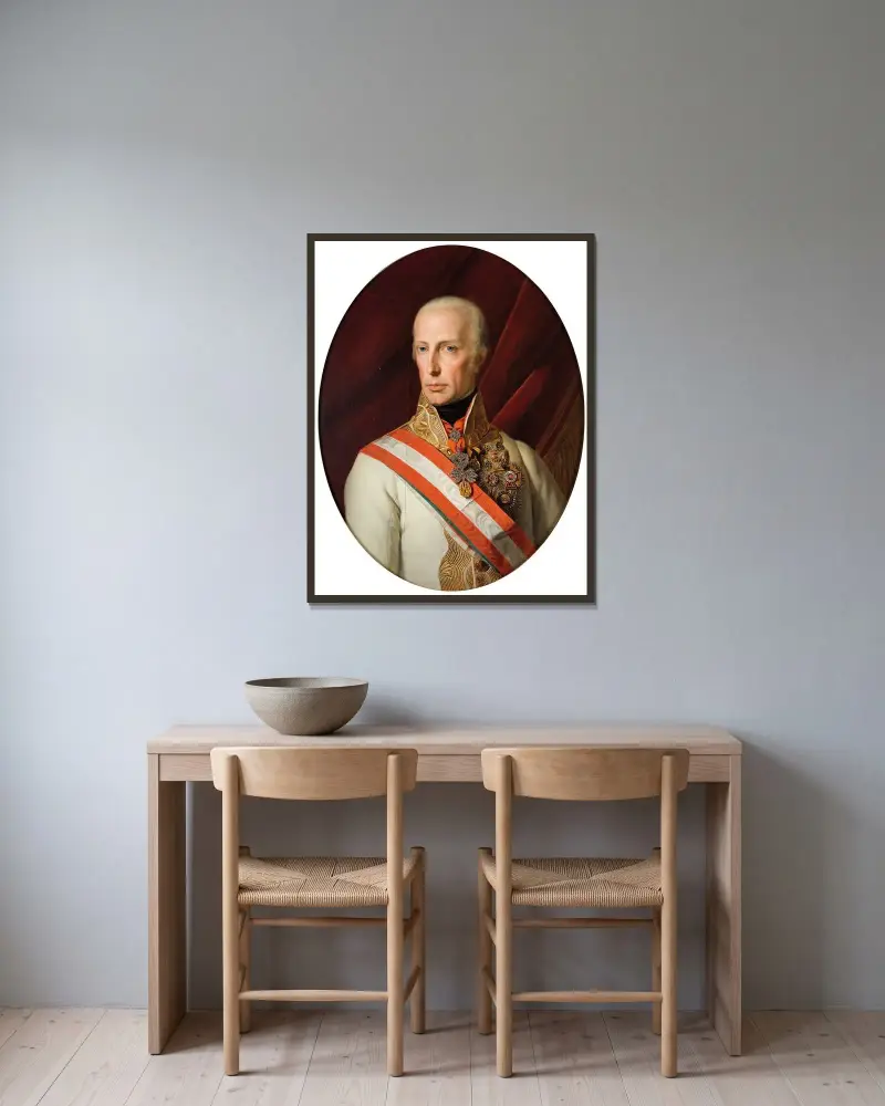 Kaiser Franz I av Ferdinand Georg Waldmüller inramad på en vägg