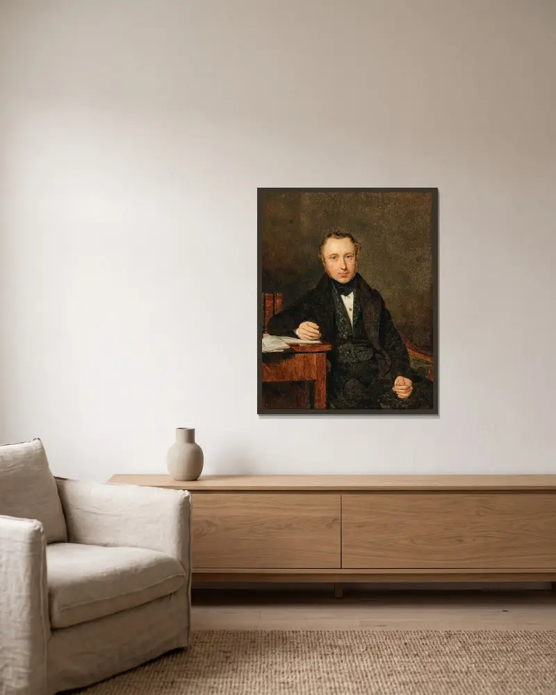 Porträt Josef von Stadler av Ferdinand Georg Waldmüller inramad på en vägg