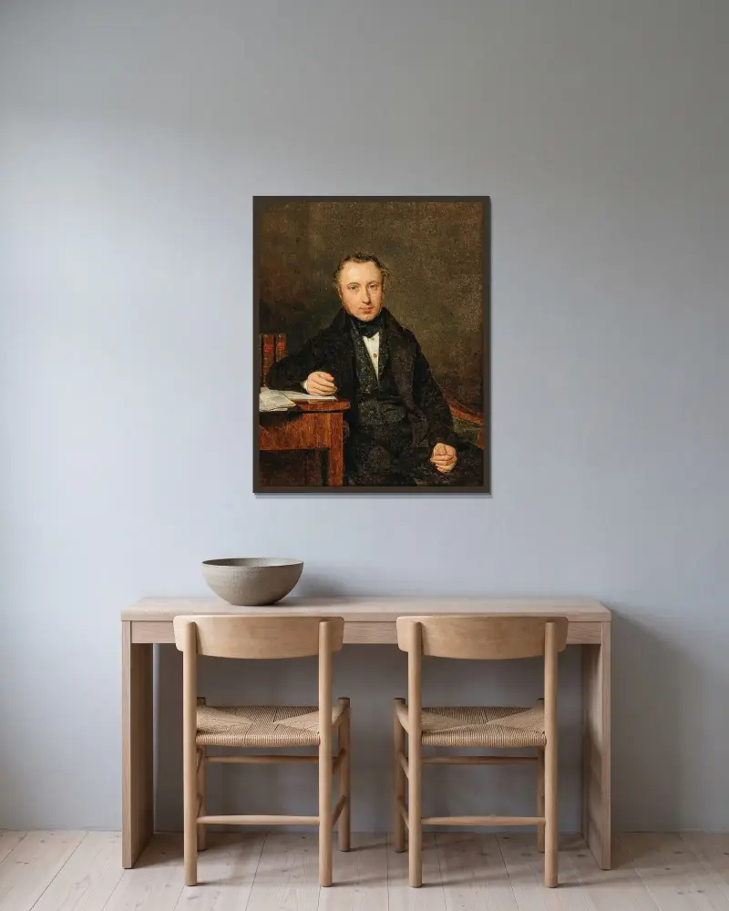 Porträt Josef von Stadler av Ferdinand Georg Waldmüller inramad på en vägg