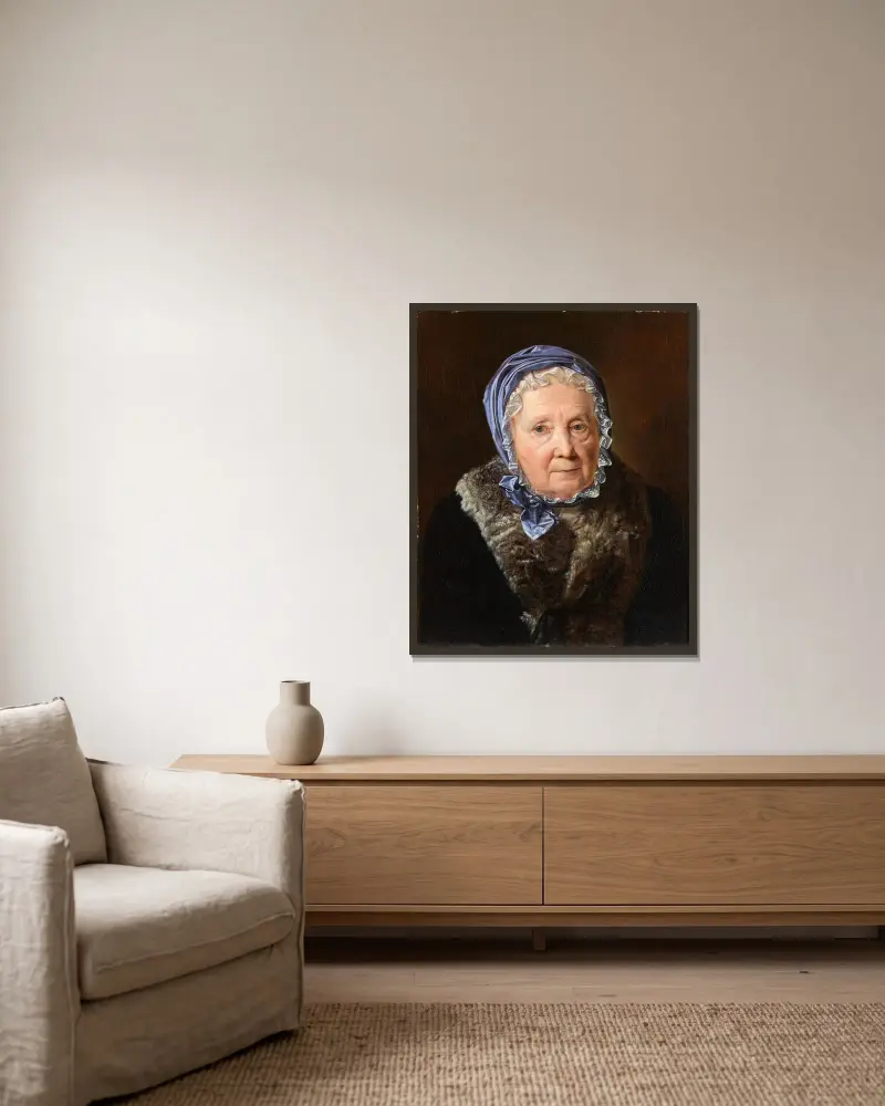 Rosina Wieser vid 83 års ålder av Ferdinand Georg Waldmüller inramad på en vägg