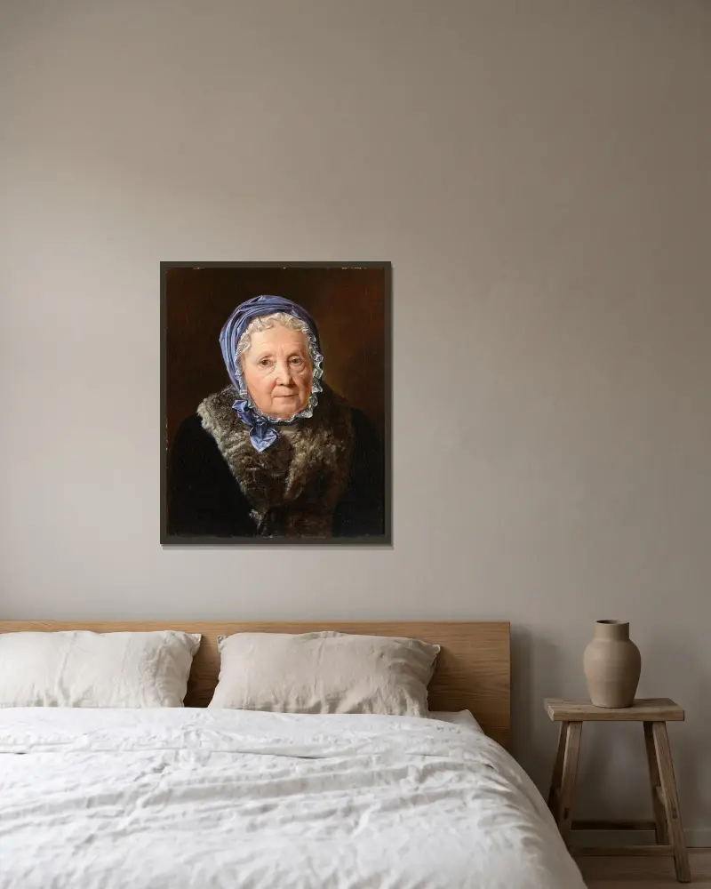 Rosina Wieser vid 83 års ålder av Ferdinand Georg Waldmüller inramad på en vägg