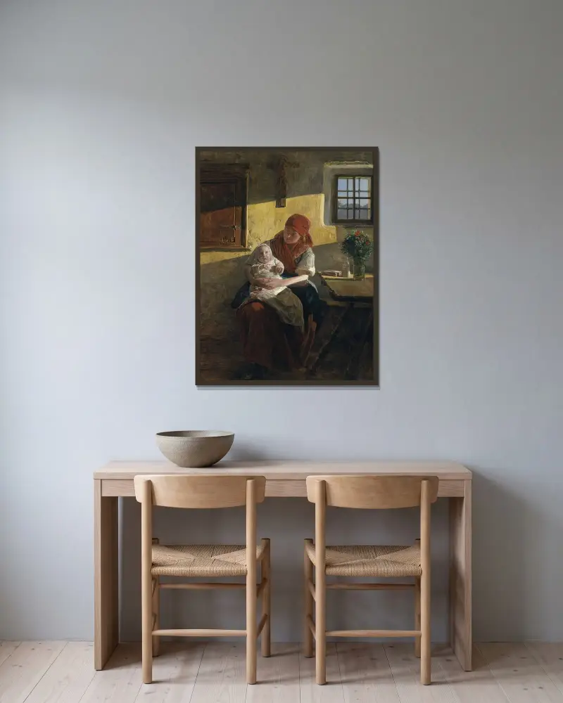 Söndagsro av Ferdinand Georg Waldmüller inramad på en vägg