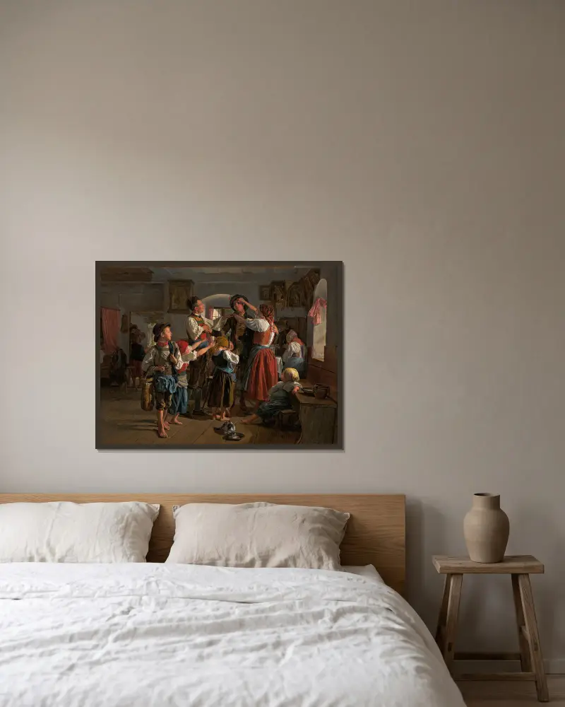 Der Abschied des Rekruten von Ferdinand Georg Waldmüller gerahmt an einer Wand