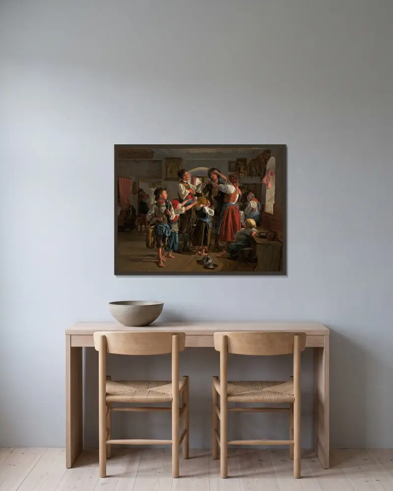 Der Abschied des Rekruten von Ferdinand Georg Waldmüller gerahmt an einer Wand