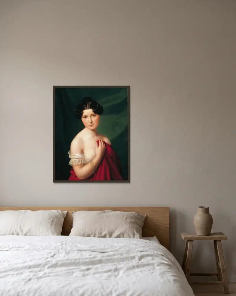 Hovskådespelerskan Sophie Müller av Ferdinand Georg Waldmüller inramad på en vägg