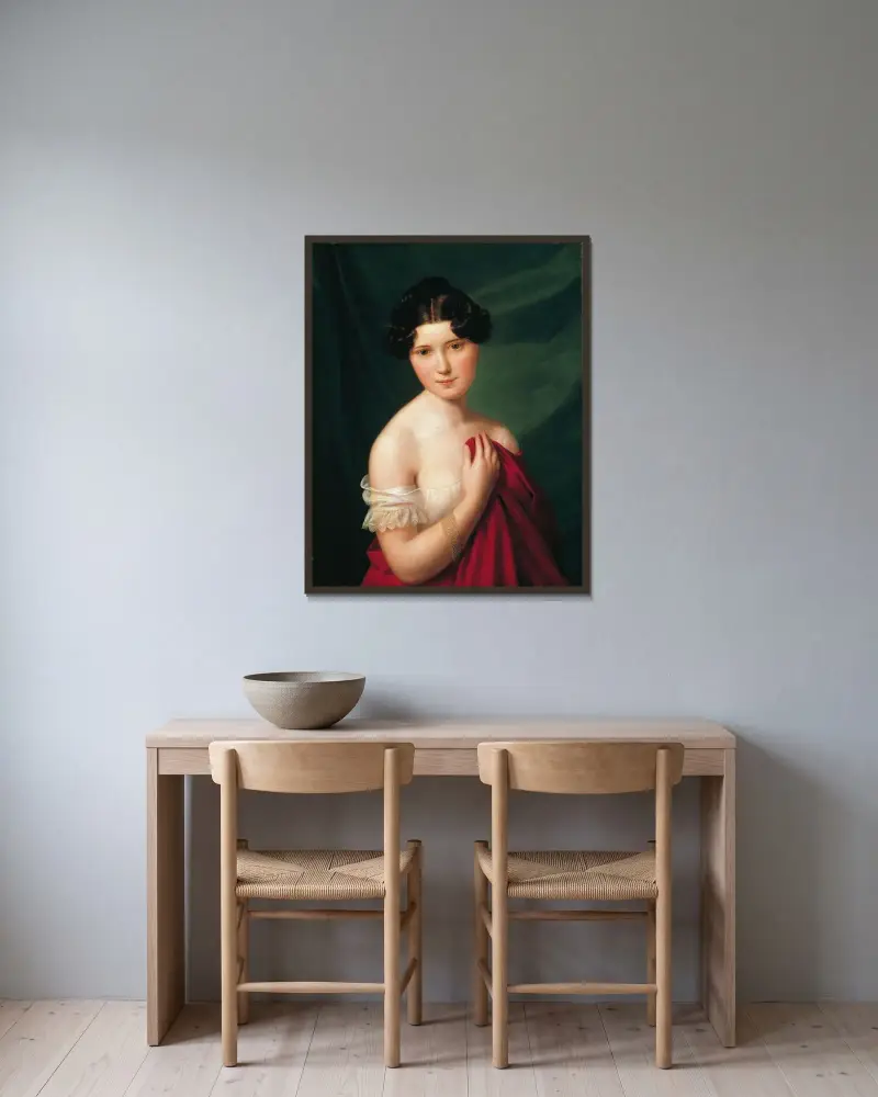 Hovskådespelerskan Sophie Müller av Ferdinand Georg Waldmüller inramad på en vägg