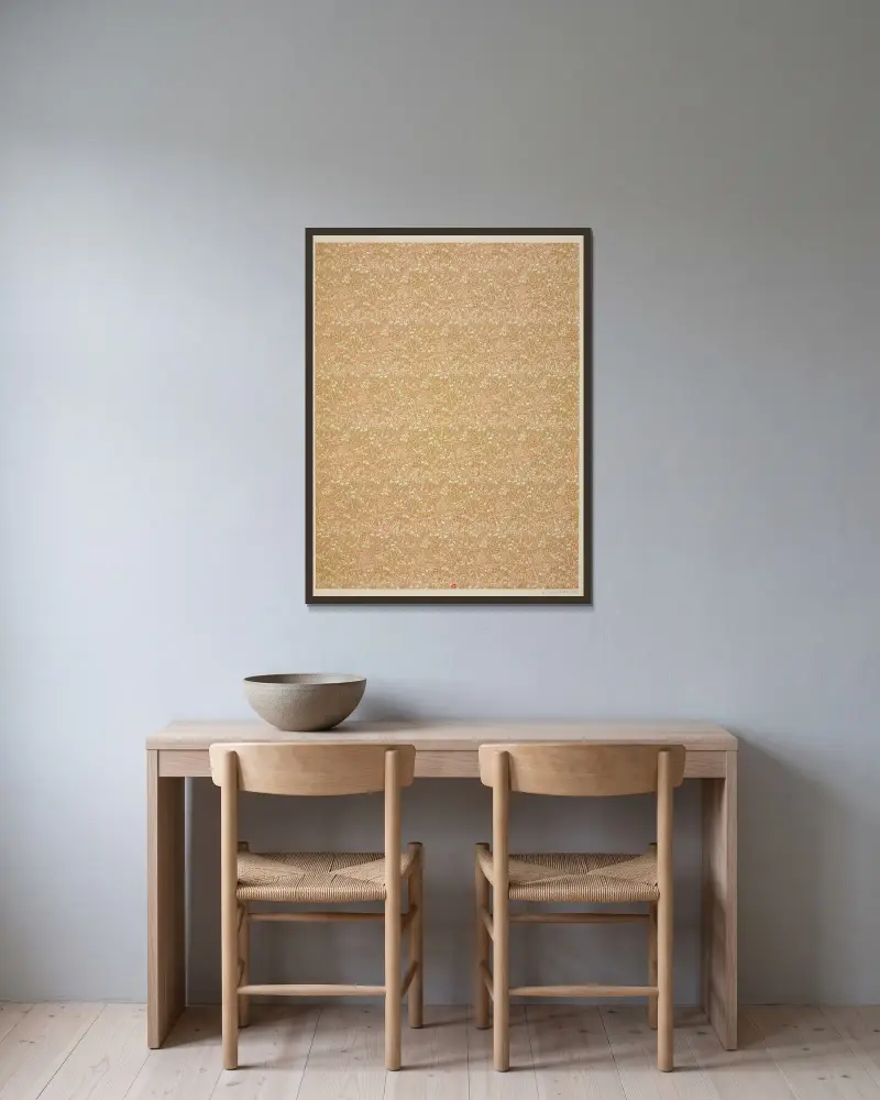 Vorsatzpapiere für Eugène Verneau, Tafel 29 von George Auriol gerahmt an einer Wand