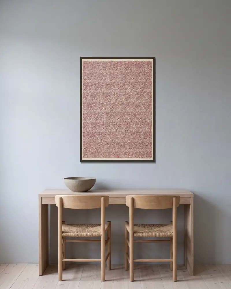 Vorsatzpapiere für Eugène Verneau, Tafel 32 von George Auriol gerahmt an einer Wand