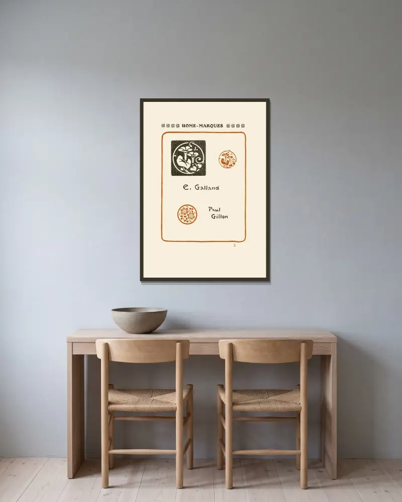 Andra boken om monogram, märken, sigill och exlibris, plansch 02 av George Auriol inramad på en vägg