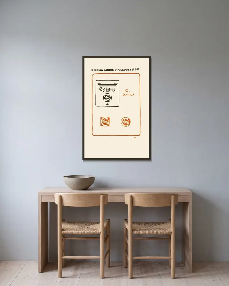 Le second livre des monogrammes, marques, cachets et es libris Pl.20 av George Auriol inramad på en vägg