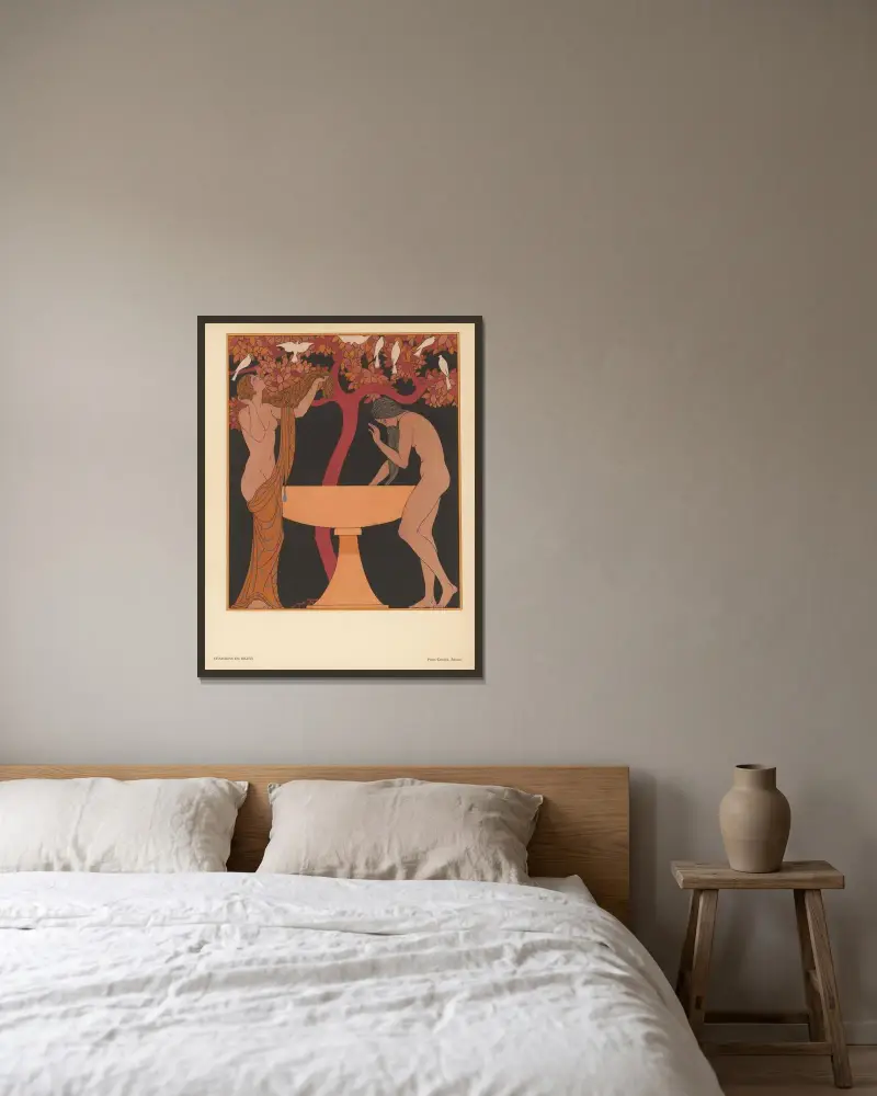 Chansons de bilitis av George Barbier inramad på en vägg