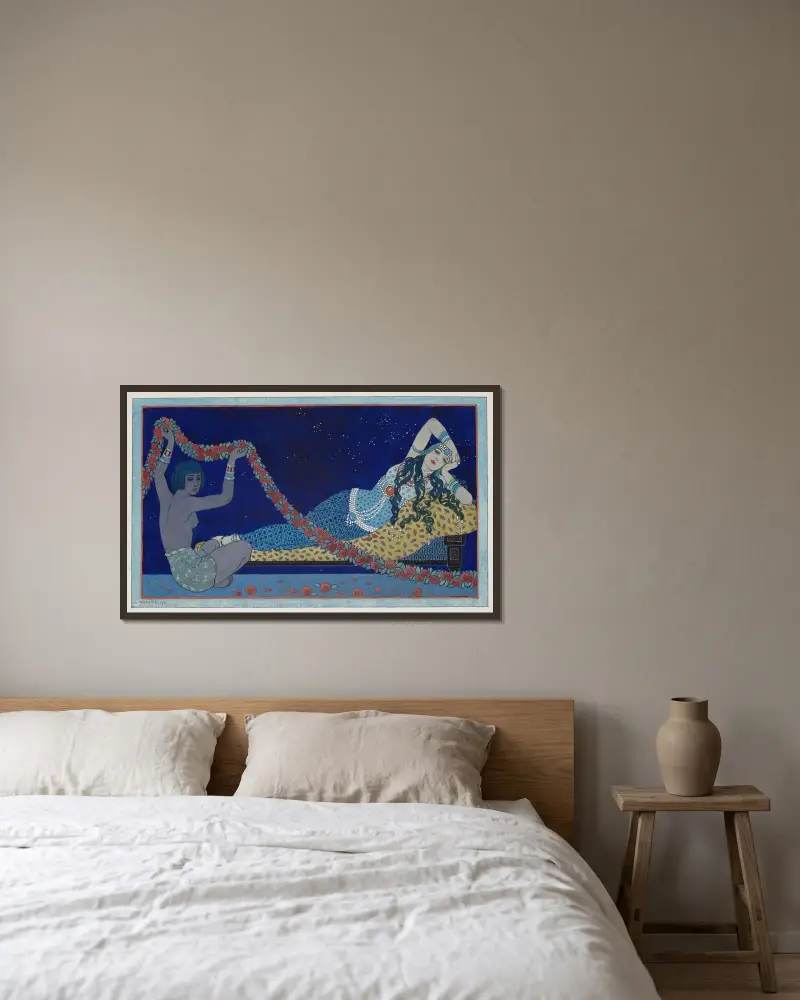 Kleopatra av George Barbier inramad på en vägg
