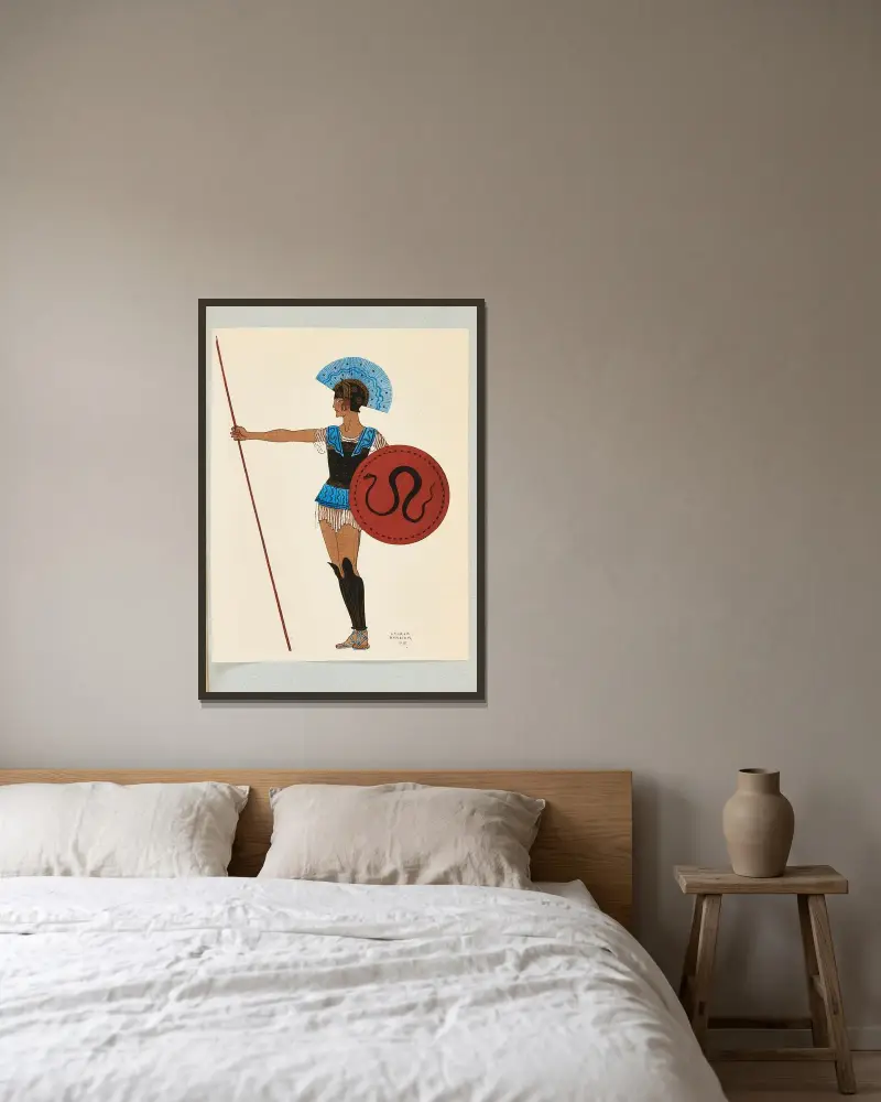 Teaterkostymer av George Barbier inramad på en vägg