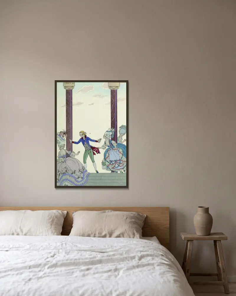 Colin-Maillard av George Barbier inramad på en vägg